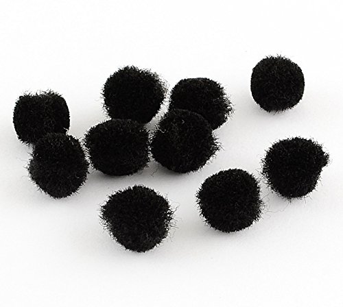 Pompons Pompon 10mm 50stk / 12mm 40stk / 15mm 35 stk / 20mm 25stk Bommel Nähen Tilda Basteln Borte Rot Rund für Schmuck Baumwolle (Schwarz 15mm 35stk) von Perlin