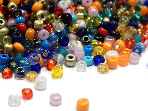 Rocailles Perlen, 3mm, Bunte Mix Set, 450g Glasperlen Perlenset Glasperlenset Bastelset Seed Beads Druckperlen von Perlin