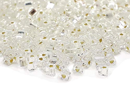 Rocailles Perlen 2,5 x 2,5mm Preciosa Ornela Silbereinzug Crystal 78102 Glas Dreieck Glasperlen, 400stk von Perlin
