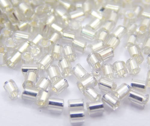 Rocailles Perlen 2mm, 450g/100g, Glas Stiftperlen, Röhrchen, Tubes, Stäbchen perlen, Roccailles, Seed Beads (Crystal Silbereinzug, 450) von Perlin