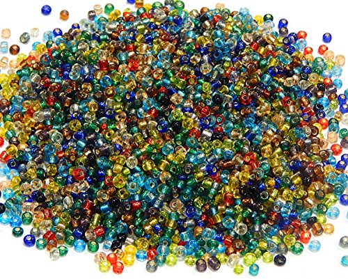 Rocailles Perlen 2mm NUR Silbereinzug Glasperlen 11/0 Bunte Mix Set Kugel Rund Mini Perlen Tiere Indianerperlen (450g) von Perlin