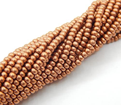 Rocailles Perlen 2mm Preciosa Ornela Tschechische 9000 Stück CZ Glasperlen 11/0 24 auf mehreren Strängen (Rose Gold Metallic) von Perlin