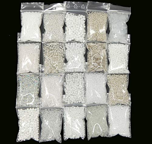 Rocailles Perlen Weiss Crystal Klar Set 2mm 3mm 4mm 6mm Glasperlen 20 Pack 400g AM19 Rocailles Perlen Weiss Crystal Klar Set 2mm 3mm 4mm 6mm Glasperlen 20 Pack 400g AM19 von Perlin