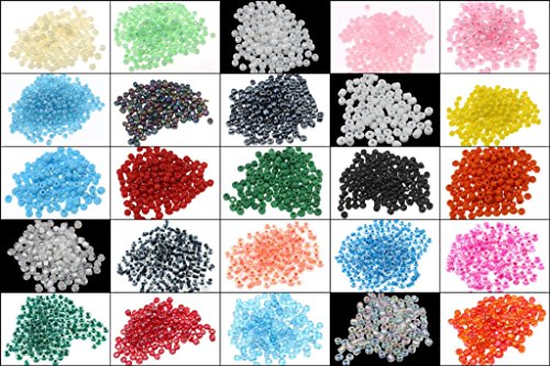 Rocailles Set 2mm 25 Farben Roccailles, Rocaille Perlen Perlenmischung GLASPERLEN MIX 11/0 17000stk SEED BEADS AM50 von Perlin