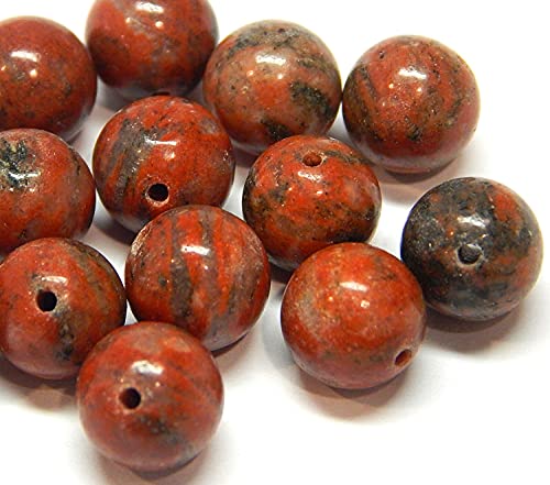 Sesam Jaspis Rot Edelstein Perlen, 6mm Rund, Halbedelsteine, Schmucksteine Schmuckherstellung Bastelzubehör Schmuckdesign (6mm - 18 Stück) von Perlin
