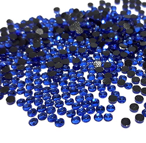 Strasssteine Hotfix 3mm Flatback Rückseite Strass SS10 7200 Stück Glas Steine Runde Kristall Edelsteine (Sapphire Blau) von Perlin
