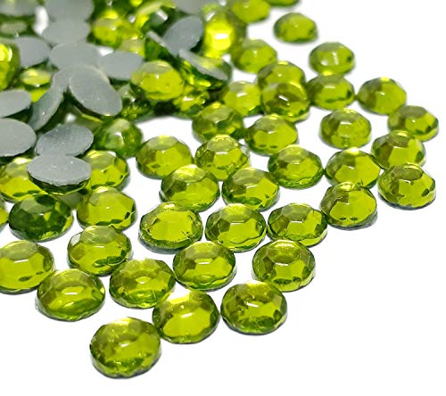 Strasssteine Hotfix 3mm Flatback Rückseite Strass SS10 7200 Stück Glas Steine Runde Kristall Edelsteine 2,5~3mm (Grün Peridot) von Perlin
