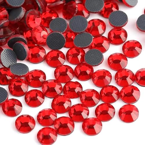 Strasssteine Hotfix 3mm Flatback Rückseite Strass SS10 7200 Stück Glas Steine Runde Kristall Edelsteine 2,5~3mm (Rot) von Perlin