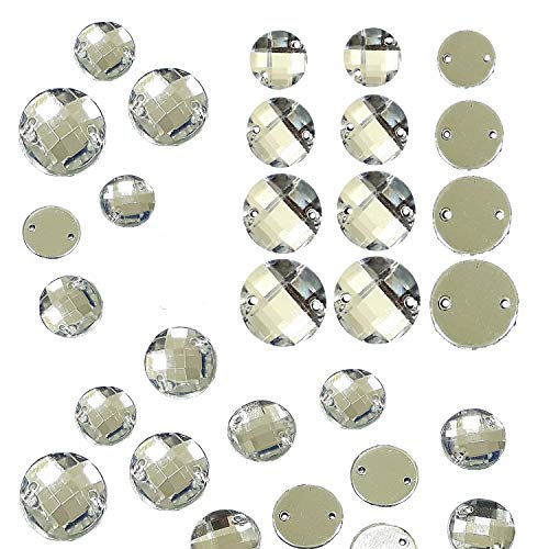 Strasssteine zum aufnähen Glitzersteine zum annähen Runde Set Kristall Acrylsteine Crystal Flatback für Kleidungsstück Basteln Kleidung und Tasche Deko (10mm 100 Stück) von Perlin
