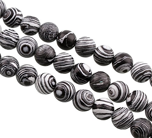 Streifen Achat Perlen Rund 8mm Achatperle Naturstein 15stk. Halbedelstein Edelstein Schmuckperlen Schmuckstein für DIY Kette Gemstone Beads (Schwarz Weiß) von Perlin