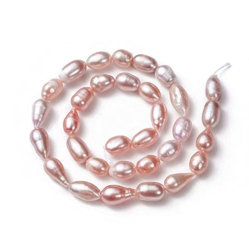 Süßwasserperlen, Zuchtperlen 10mm Krem Apricot, Reiskorn Natur Oval Barock Edelstein Perlen, Muschelperlen Schmuckstein Perle Zum Fädeln, Freshwater Pearl Beads von Perlin