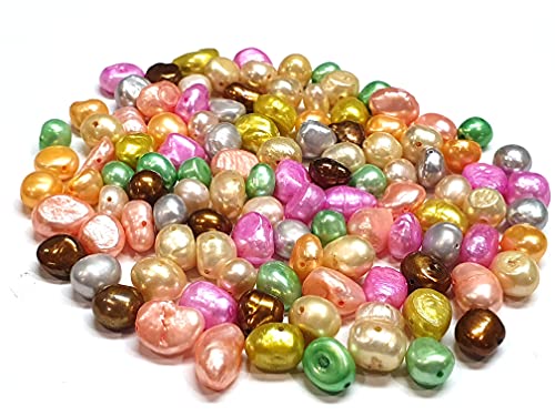 Süßwasserperlen Zuchtperlen 8mm Mix Pack Reiskorn Natur Barock Edelstein Perlen Schmuckperlen Schmuckstein Perle Zum Fädeln für DIY Kette Basteln Pearl Beads Gemstone D496 von Perlin