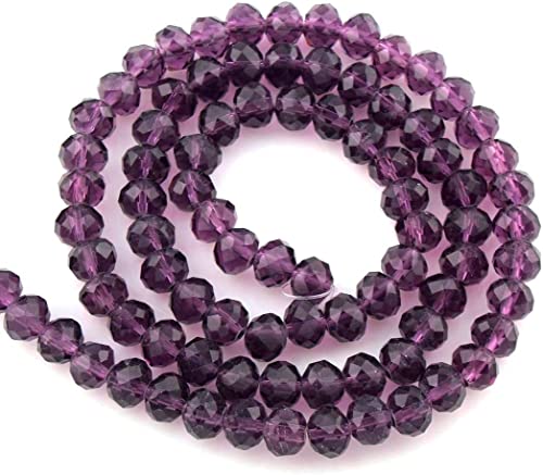 Tschechische Kristall Glas Perlen CZ Böhmische Facettierte Rondelle Glasperlen 4/6/8/10 mm (Amethyst, 4x3 mm) von Perlin