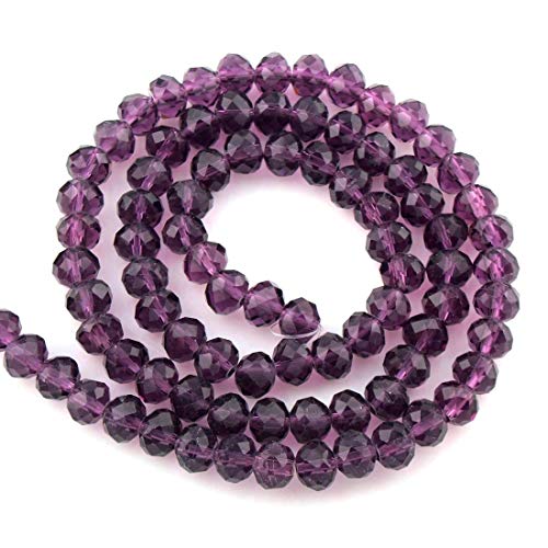 Tschechische Kristall Glas Perlen CZ Böhmische Facettierte Rondelle Glasperlen 4/6/8/10 mm (Amethyst, 6x4 mm) von Perlin