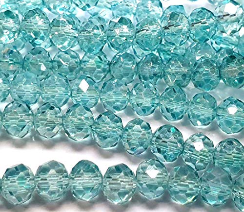Tschechische Kristall Glas Perlen CZ Böhmische Facettierte Rondelle Glasperlen 4/6/8/10 mm (Aqua Blau, 6x4 mm) von Perlin