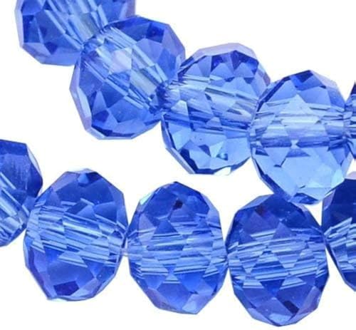 Tschechische Kristall Glas Perlen CZ Böhmische Facettierte Rondelle Glasperlen 4/6/8/10 mm (Blau, 10x8 mm) von Perlin