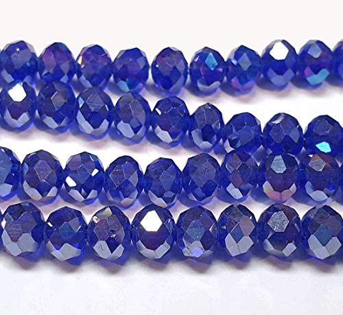 Tschechische Kristall Glas Perlen CZ Böhmische Facettierte Rondelle Glasperlen 4/6/8/10 mm (Cobalt Blau AB, 4x3 mm) von Perlin