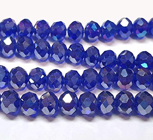 Tschechische Kristall Glas Perlen CZ Böhmische Facettierte Rondelle Glasperlen 4/6/8/10 mm (Cobalt Blau AB, 6x4 mm) von Perlin