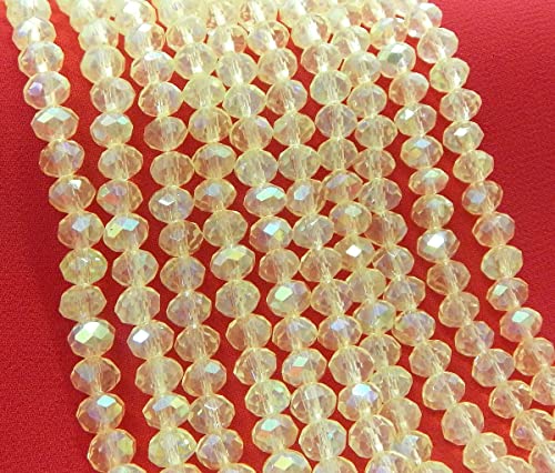 Tschechische Kristall Glas Perlen CZ Böhmische Facettierte Rondelle Glasperlen 4/6/8/10 mm (Gelb AB, 4x3 mm) von Perlin