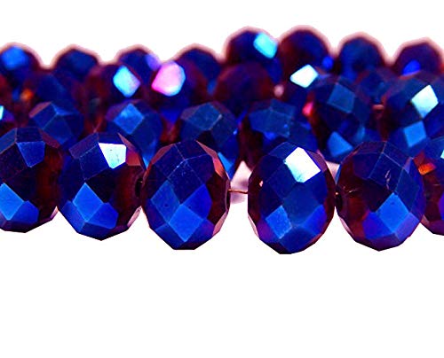 Tschechische Kristall Glas Perlen CZ Böhmische Facettierte Rondelle Glasperlen 4/6/8/10 mm (Metallic Blau Lila, 4x3 mm) von Perlin