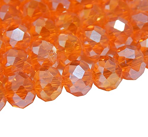 Tschechische Kristall Glas Perlen CZ Böhmische Facettierte Rondelle Glasperlen 4/6/8/10 mm (Orange AB, 6x4 mm) von Perlin