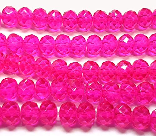 Tschechische Kristall Glas Perlen CZ Böhmische Facettierte Rondelle Glasperlen 4/6/8/10 mm (Pink, 6x4 mm) von Perlin