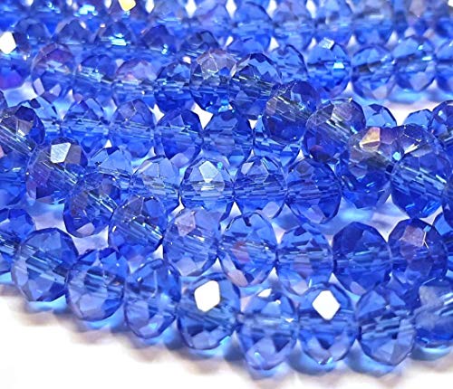 Tschechische Kristall Glas Perlen CZ Böhmische Facettierte Rondelle Glasperlen 4/6/8/10 mm (Sapphire AB, 6x4 mm) von Perlin