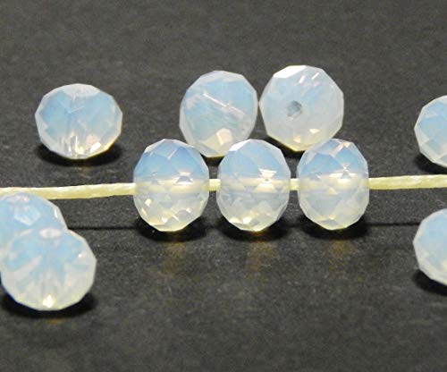 Tschechische Kristall Glas Perlen CZ Böhmische Facettierte Rondelle Glasperlen 4/6/8/10 mm (See Opal, 8x6 mm) von Perlin
