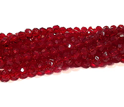 Tschechische Kristall Glas Perlen CZ Böhmische Facettierte Rondelle Glasperlen 4/6/8/10 mm (Siam, 4x3 mm) von Perlin