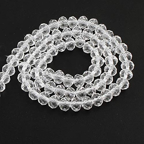 Tschechische Kristall Glas Perlen CZ Böhmische Facettierte Rondelle Glasperlen 4/6/8/10 mm (Crystal, 6x4 mm) von Perlin