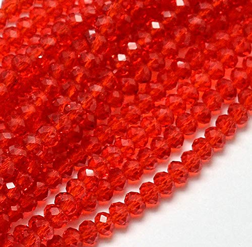 Tschechische Kristall Glas Perlen CZ Böhmische Facettierte Rondelle Glasperlen 4/6/8/10 mm (Rot, 4x3 mm) von Perlin
