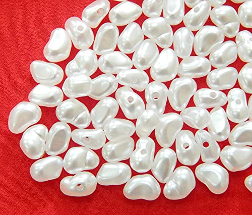 Wachsperlen, Zuchtperlen Imitat 10x6mm Weiß 200stk. Reiskorn Kunststoff Acryl Perlen, Tischdeko, Hochzeit, Streudeko Perlmutt von Perlin
