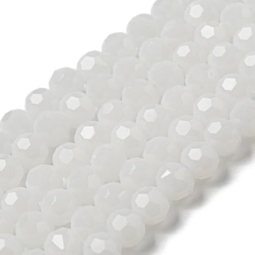 Weiß Jade Halbedelsteine Perlen zum Auffädeln 6mm 95 Stück Jadestein Runde Facettiert Schmuckperlen Schmuckstein (Weiß 6mm) von Perlin
