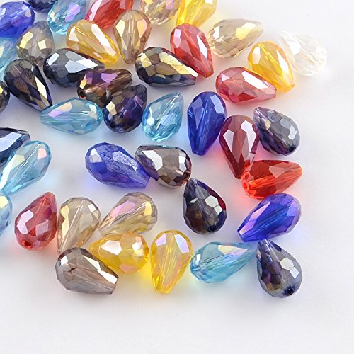 X44-30 TSCHECHISCHE KRISTALL PERLEN GLASPERLEN - Bunt - 15mm x 10mm Tropfen form Fire-polished Schmuckperlen Kristallschliffperlen Glasschliffperlen von Perlin