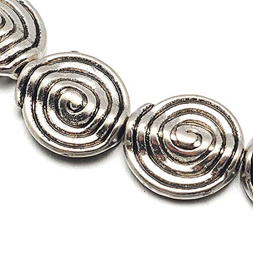 Zwischenteile Tibet Silber Perlen Spacer Metallperlen 11mm 19stk Spirale, 1 strang Zwischenperlen Für Basteln Schmuck Kette Armband Schmuckteile von Perlin