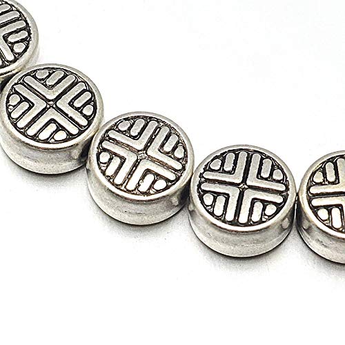 Zwischenteile Tibet Silber Perlen Spacer Metallperlen 6mm 32stk Mosaik, 1 strang Zwischenperlen von Perlin