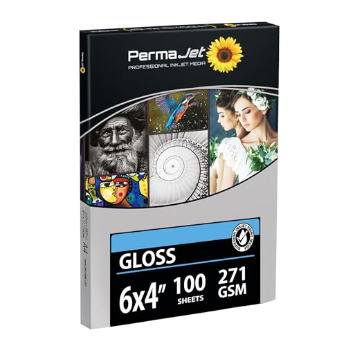 PermaJet Gloss 50802 Druckerpapier, 271 g/m², 15,2 x 10,2 cm, soforttrocknend, 100 Blatt von Permajet