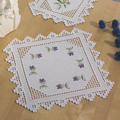 Hardanger Deckchen 39x39cm - Veilchen von Permin