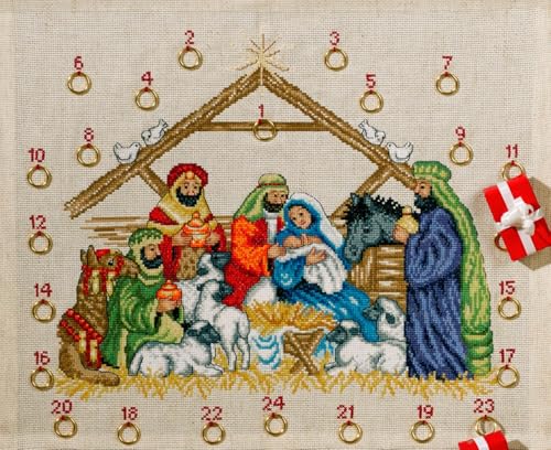 Kreuzstich Stickpackung Adventskalender Jesuskind Zählmuster von Permin