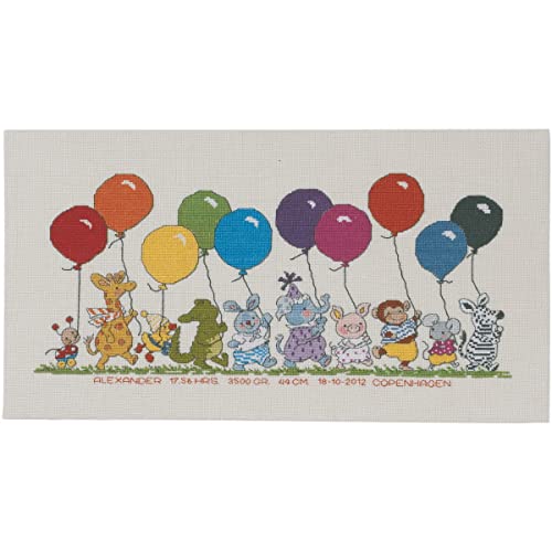 Kreuzstich Stickpackung Tiere mit Ballons Zählmuster von Permin