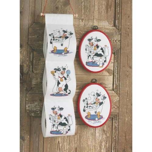 Kreuzstich Stickpackung Toilettenpapierhalter Frohe Kühe Zählmuster Kreuzstich Stickpackung Toilettenpapierhalter Frohe Kühe Zählmuster von Permin