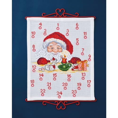 Permin Kreuzstich Stickpackung Adventskalender Santa Claus und Mäuse, Zählmuster, 38x46cm von Permin