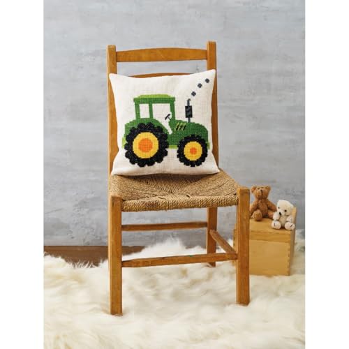 Permin Kreuzstich Stickpackung Kissen Vorderseite Traktor Zählmuster von Permin