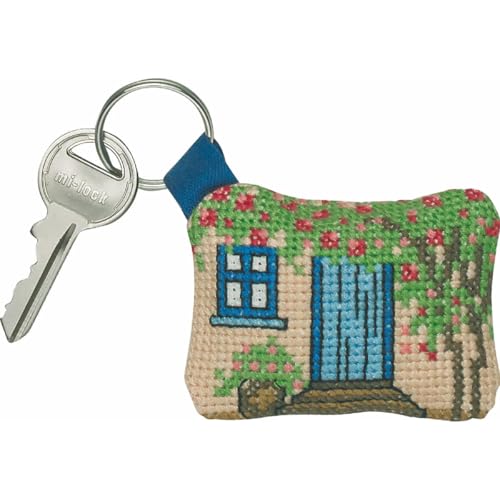 Permin Kreuzstich Stickpackung Schlüsselanhänger Blaue Tür, Zählmuster, 7x5cm, 11-9377 von Permin