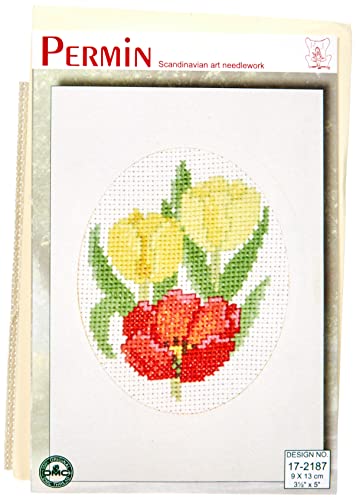 Permin Tulpen-Grußkarte, Kreuzstich-Set, 1 Stück von Permin