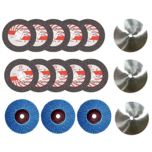 Persistence Winkelschleifscheiben-Set, 75 x 10 mm, für Holz, Metall, Trennscheibe, HSS, Hartmetall, Polierblatt für 12 V Mini-Winkelschleifer, 16 Stück von Persistence