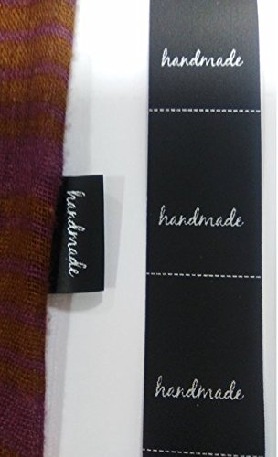 200 schwarze Textil-Etiketten von Handmade, zum Nähen von Bastelarbeiten von Personal Labels