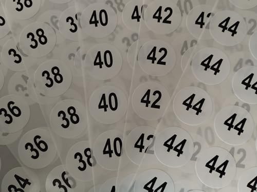 Etikettengrößen, selbstklebend, 22 mm, (34-36-38-40-42-44) von Personal Labels