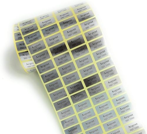 Firmenetiketten, 300 Stück, verschiedene Texte, perfekt für Schmuck, Modeschmuck, kleine Details (Silber 925/1000) von Personal Labels
