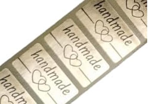 Mini-Etiketten für kleine Details, handgefertigt, Keramik, Schmuck 'Handmade', 500 Stück, 23 x 12 mm, Rolle von Personal Labels
